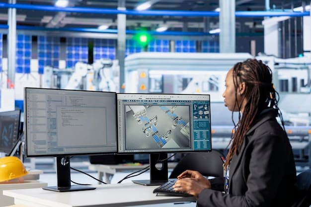 A renewable energy engineer working on a computer, designing a solar panel layout using specialized software, illustrating the importance of technical skills in the industry.