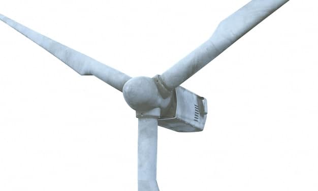 A side-by-side comparison of a traditional wind turbine with a new generation turbine featuring a significantly taller tower and much longer blades. The image highlights the difference in scale and modern design.