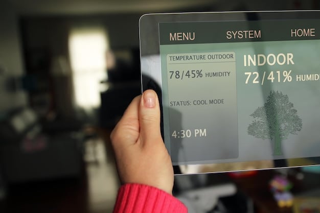 A close-up shot of a smart home energy monitor displaying real-time energy consumption data, highlighting key metrics like usage trends and cost savings.