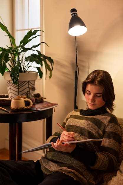 A person using energy-efficient LED lighting in their home to reduce electricity consumption. The image should highlight the warm glow of the lights and the modern design of the fixtures, creating a sense of comfort and efficiency. Focus on the details of the LED bulb to emphasize the technology.