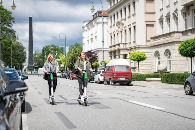 A split image showing a congested highway filled with single-occupancy vehicles and a vibrant city street with cyclists, pedestrians, and electric scooters.