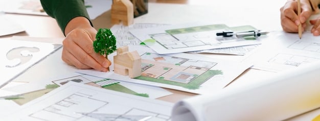 A schematic diagram illustrating the integrated design process for a LEED v5 certified building, showcasing collaboration between architects, engineers, and other stakeholders to optimize energy efficiency and sustainability.