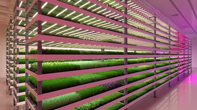 A side-by-side comparison image. On the left, a hydroponic vertical farm setup with lettuce growing in nutrient-rich water. On the right, an aeroponic system with spray nozzles misting the roots of tomato plants.