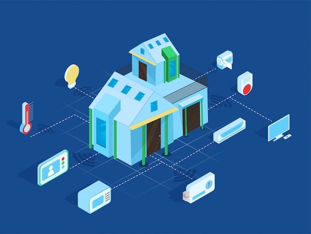 An infographic illustrating the various smart building technologies integrated into a modern commercial structure, including automated lighting, smart HVAC systems, and energy monitoring dashboards.