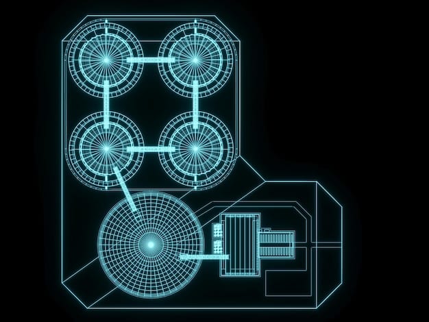 A detailed schematic diagram illustrating the modular design of a Small Modular Reactor (SMR), highlighting the various components and their arrangement. The diagram emphasizes the compact and efficient layout of the reactor, showcasing its suitability for different deployment scenarios.