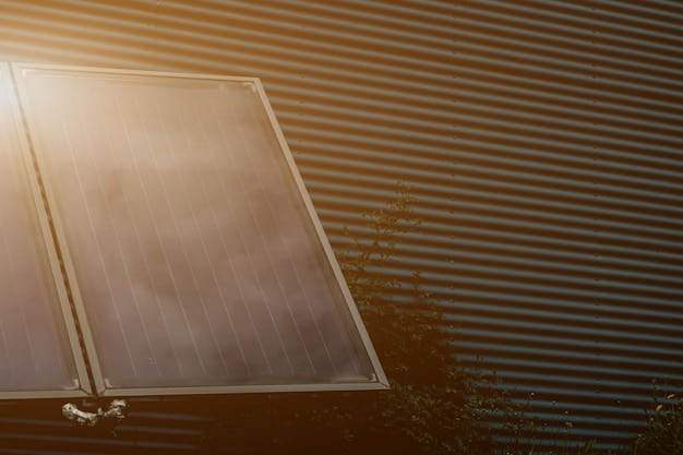 A close-up of a bifacial solar panel installed on a rooftop, showing sunlight reflecting off a white, reflective surface underneath the panel and being captured by the panel's rear side. The panel is angled towards the sun, maximizing light capture.