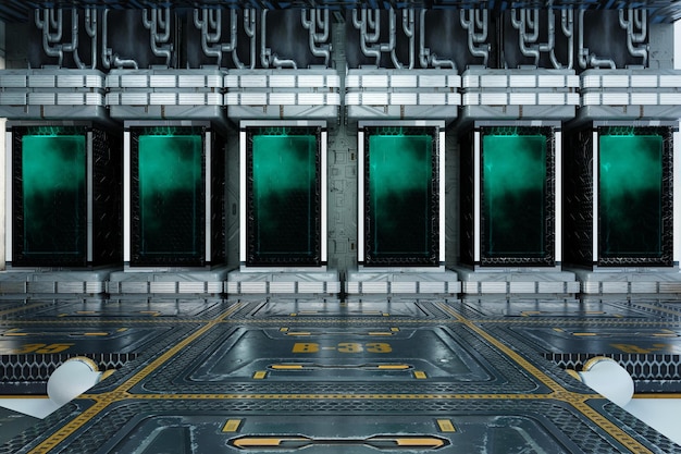 A futuristic smart grid control room with large monitors displaying real-time energy data, highlighting the technological advancement in the renewable energy sector.